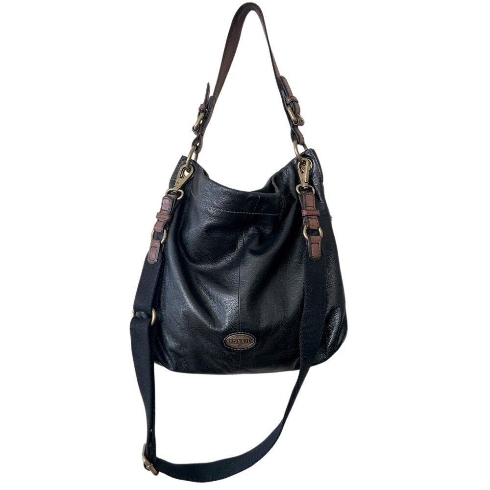 Fossil leather vintage large crossbody handbag